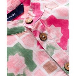 Pine Kids 100% Cotton Woven Full Sleeves Floral Printed Kurta & Pyjama Set - Multicolour