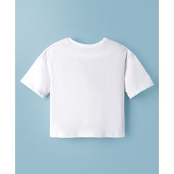 Pine Kids Disney Single Jersey Knit Half Sleeves Crop T-Shirt With Minnie Mouse & Friends Graphics - White
