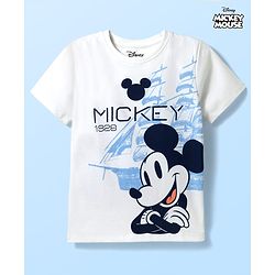 Pine Kids Disney 100% Cotton Knit Half Sleeves T-Shirt With Mickey Mouse & Friends Graphics - White