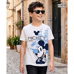 Pine Kids Disney 100% Cotton Knit Half Sleeves T-Shirt With Mickey Mouse & Friends Graphics - White