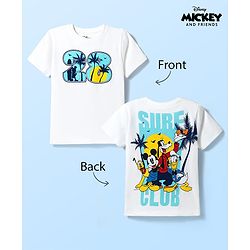 Pine Kids Disney 100% Cotton Knit Half Sleeves T-shirt With Mickey Mouse & Friends Graphics -White