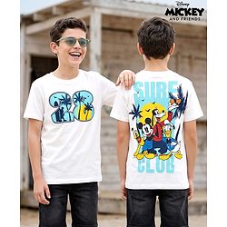 Pine Kids Disney 100% Cotton Knit Half Sleeves T-shirt With Mickey Mouse & Friends Graphics -White