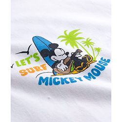 Pine Kids Disney 100% Cotton Knit Half Sleeves T-Shirt With Mickey Mouse Front & Back Print - White