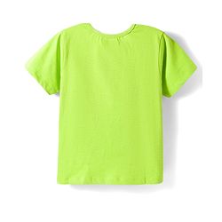 Pine Kids Cotton Knit Half Sleeves Top & Pyjama Night Suit With Floral Print - Lime Green