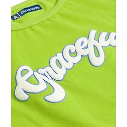 Pine Kids Cotton Knit Half Sleeves Top & Pyjama Night Suit With Floral Print - Lime Green