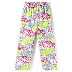 Pine Kids Cotton Knit Half Sleeves Top & Pyjama Night Suit With Floral Print - Lime Green