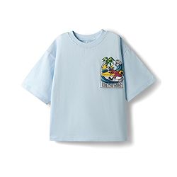Pine Kids Disney Single Jersey Knit Half Sleeves T-Shirt With Mickey Mouse & Friends Front & Back Print - Blue