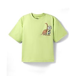 Pine Kids Disney 100% Cotton Knit Half Sleeves T-Shirt With Mickey Mouse & Friends Front & Back Print -light Green