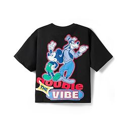 Pine Kids Disney 100% Cotton Knit Half Sleeves T-Shirt With Micky Mouse & Friends Front & Back Print - black