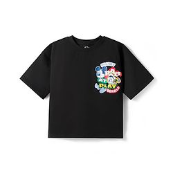 Pine Kids Disney 100% Cotton Knit Half Sleeves T-Shirt With Micky Mouse & Friends Front & Back Print - black