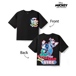 Pine Kids Disney 100% Cotton Knit Half Sleeves T-Shirt With Micky Mouse & Friends Front & Back Print - black