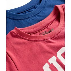 Pine Kids Disney Single Jersey Knit Half Sleeves T-Shirts with Mickey Mouse Graphic Pack of 2 - Navy Blue & Red