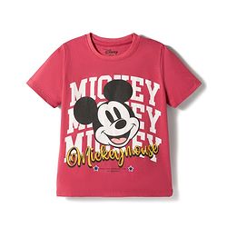 Pine Kids Disney Single Jersey Knit Half Sleeves T-Shirts with Mickey Mouse Graphic Pack of 2 - Navy Blue & Red