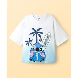 Pine Kids Disney Single Jersey Knit Half Sleeves T-Shirt & Shorts Set With Stitch Graphics - Multicolor
