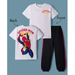 Pine Kids Marvel Single Jersey Knit Half Sleeves T-Shirt & Lounge Pant Set With Spider-Man Graphics - Multicolor