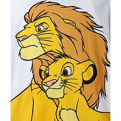Pine Kids Disney Single Jersey Knit Raglan Half Sleeves Polo T-Shirt with Lion King Graphics - White & Blue