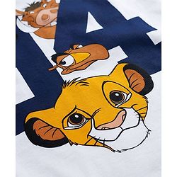 Pine Kids Disney Single Jersey Knit Drop Shoulder Half Sleeves T-Shirt & Shorts Set with Lion King Graphics - White & Beige