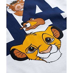 Pine Kids Disney Single Jersey Knit Drop Shoulder Half Sleeves T-Shirt & Shorts Set with Lion King Graphics - White & Beige