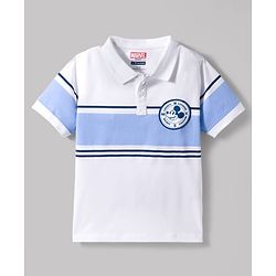 Pine Kids Disney Single Jersey Knit Half Sleeves Polo T-Shirt & Jeans Set With Mickey Mouse Graphics & Badge Detailing - Multicolor