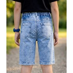 Pine Kids Marvel 100% Cotton Woven Denim Short With Avengers Graphics - Blue