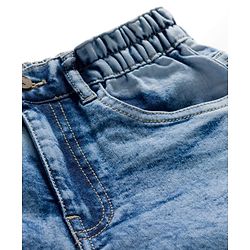 Pine Kids Marvel 100% Cotton Woven Denim Short With Avengers Graphics - Blue