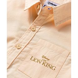 Pine Kids Disney 100% Cotton Woven Half Sleeves Shirt With Lion King Front & Back Print - Beige