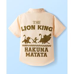 Pine Kids Disney 100% Cotton Woven Half Sleeves Shirt With Lion King Front & Back Print - Beige