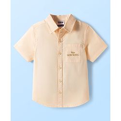 Pine Kids Disney 100% Cotton Woven Half Sleeves Shirt With Lion King Front & Back Print - Beige