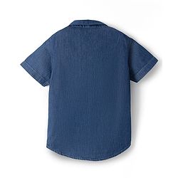 Pine Kids Disney Denim Half Sleeves Shirt & Shorts Set With Mickey Mouse Graphics - Blue