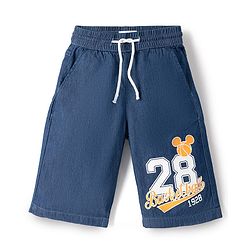 Pine Kids Disney Denim Half Sleeves Shirt & Shorts Set With Mickey Mouse Graphics - Blue