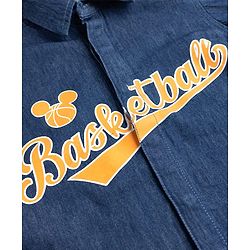 Pine Kids Disney Denim Half Sleeves Shirt & Shorts Set With Mickey Mouse Graphics - Blue