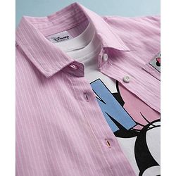 Pine Kids Disney Cotton Woven Full Sleeves Shirt & T-Shirt With Minnie Mouse Graphics - Multi Colour
