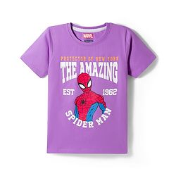 Pine Kids Marvel 100% Cotton Knit Half Sleeves T-Shirt & Shorts Night Suit With Spider Man Graphic - Multi Color