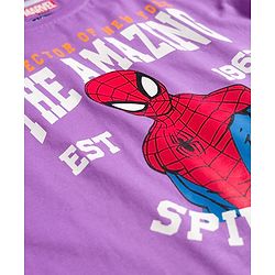 Pine Kids Marvel 100% Cotton Knit Half Sleeves T-Shirt & Shorts Night Suit With Spider Man Graphic - Multi Color