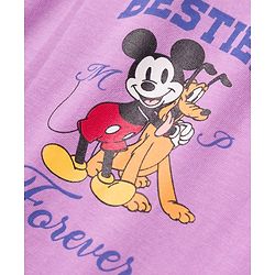Pine Kids Disney Single Jersey Knit Half Sleeves T-Shirt with Front & Back Mickey Mouse Graphic - Lavender