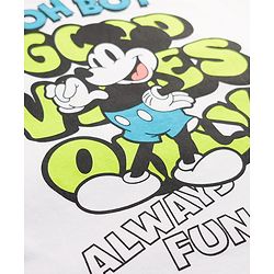 Pine Kids Disney Single Jersey Knit Half Sleeves T-Shirt With Front & Back Mickey Mouse Graphics - White