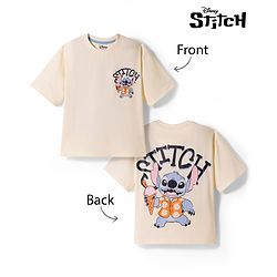 Pine Kids Disney Single Jersey Knit Half Sleeves T-Shirt with Front & Back Stitch Graphic - Beige