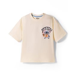 Pine Kids Disney Single Jersey Knit Half Sleeves T-Shirt with Front & Back Stitch Graphic - Beige
