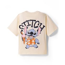 Pine Kids Disney Single Jersey Knit Half Sleeves T-Shirt with Front & Back Stitch Graphic - Beige