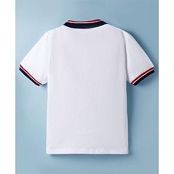 Pine Kids Marvel Single Jersey Knit Half Sleeves Polo T-Shirt with Spiderman Patch - White