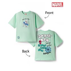 Pine Kids Marvel Half Sleeves T-Shirt With Front & Back Spider Man Print - Limegreen