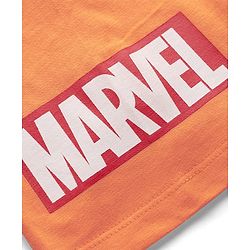 Pine Kids Marvel Single Jersey Knit Drop Shoulder Half Sleeves T-Shirt with Front & Back Avengers Print - Orange