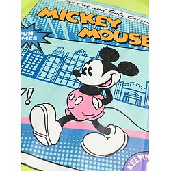 Pine Kids Disney Cotton Knit Drop Shoulder Half Sleeves T-Shirt with Front & Back Mickey Mouse Print - Green