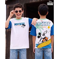 Pine Kids Disney Single Jersey Drop Shoulder Sleeves With Front & Back Mickey Mouse Graphics - Multicolor