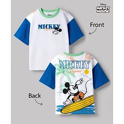 Pine Kids Disney Single Jersey Drop Shoulder Sleeves With Front & Back Mickey Mouse Graphics - Multicolor