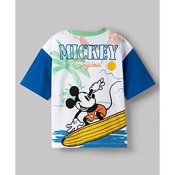 Pine Kids Disney Single Jersey Drop Shoulder Sleeves With Front & Back Mickey Mouse Graphics - Multicolor