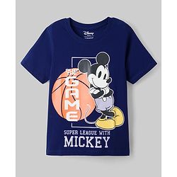 Pine Kids Disney Single Jersey Knit Half Sleeves T-Shirt & Shorts Night Suit With Mickey Mouse Graphics - Multicolor