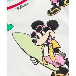 Pine Kids Disney Drop Shoulder Sleeves Co-Ord T-Shirt & Shorts Night Suit With Mickey Mouse Print - White