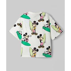 Pine Kids Disney Drop Shoulder Sleeves Co-Ord T-Shirt & Shorts Night Suit With Mickey Mouse Print - White