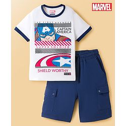 Pine Kids Marvel Single Jersey Knit Half Sleeves T-Shirt & Shorts Set with Avengers Graphic - Multicolor
